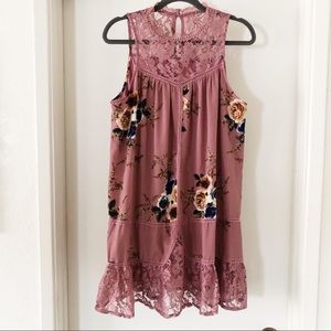 entro | purple crochet floral sleeveless dress